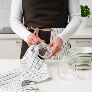 دستمال-آشپزخانه-4-عددی-ایکیا-مدل-rinnig-رنگ-سفید-خاکستری-تیره-راه-راه