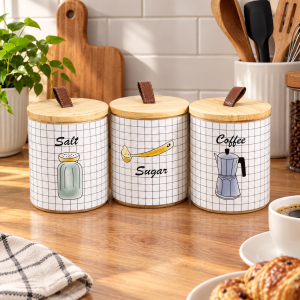 بانکه پیرکس 3 تایی دنی هوم مدل Salt-Sugar-Coffee